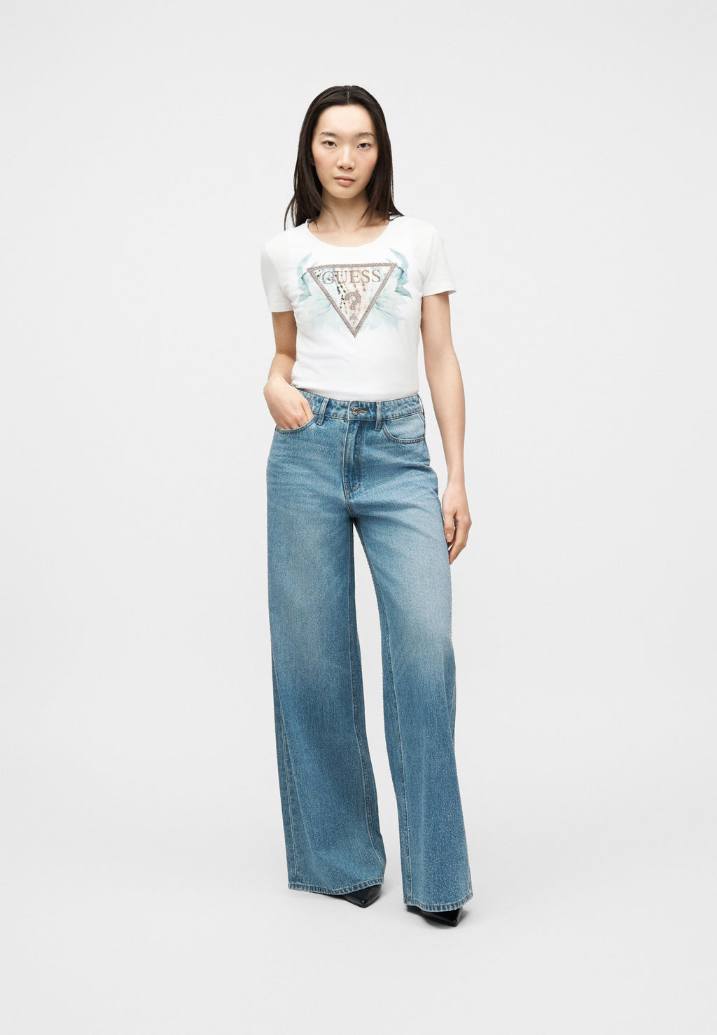 FLOWER TRIANGLE TEE - Print T-shirt - pure white