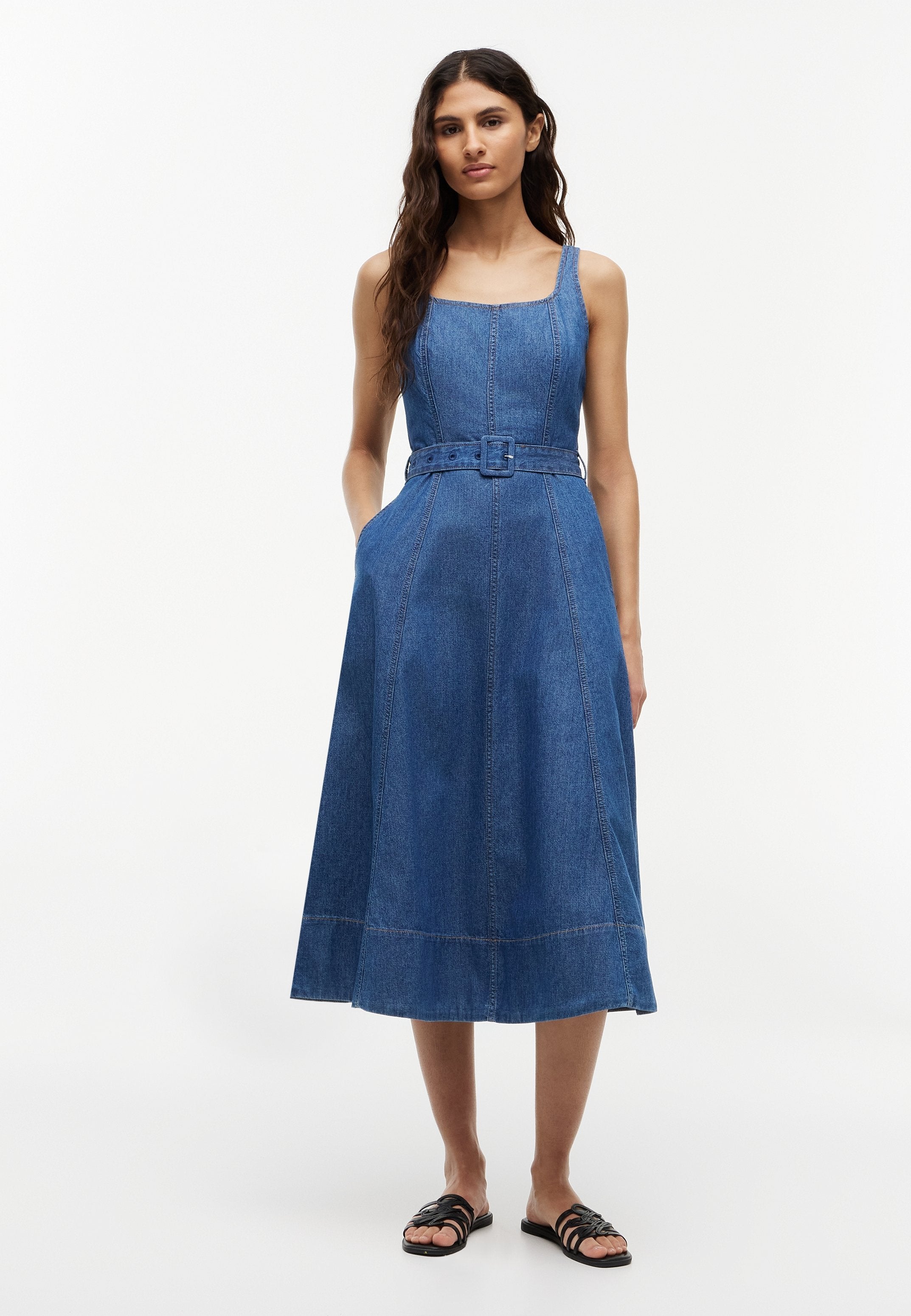 BELTED F&F MIDI DRESS TORY NS - TAILORED FLUIDITY - Denim dress - tory mid