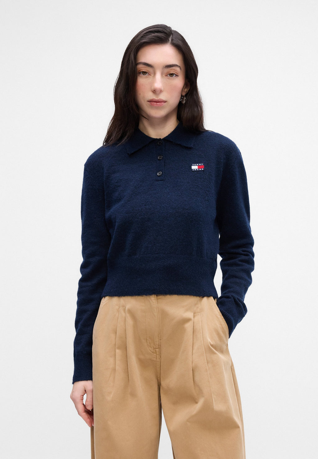 TOMMY BADGE POLO JUMPER WITH ALPACA - Jumper - dark night navy