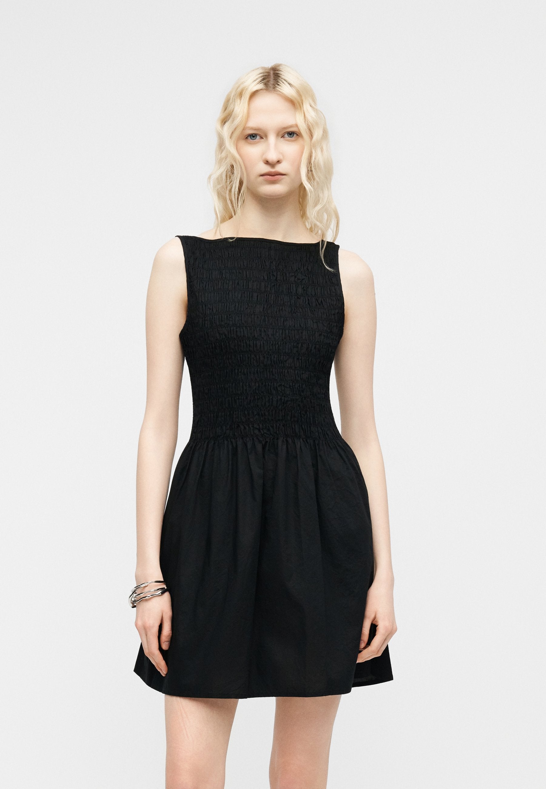 SMOCKED DRESS - Day dress - true black