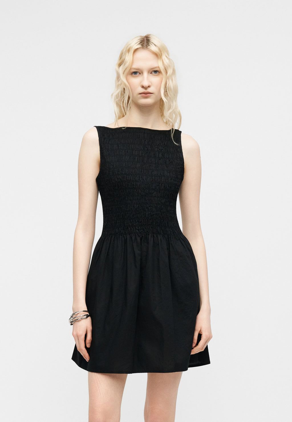 SMOCKED DRESS - Day dress - true black