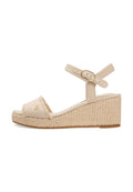 TH MONOGRAM WOVEN WEDGE ESPADRILLES - Platform sandals - classic beige