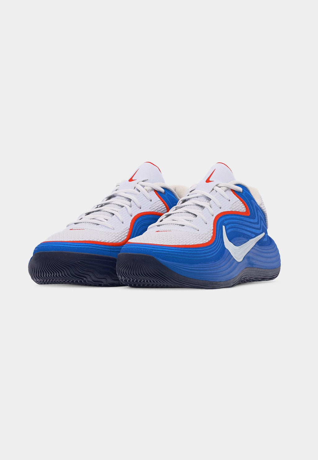 PRECISION 8 LOW UNISEX - Basketball shoes - white/light photo blue/picante red