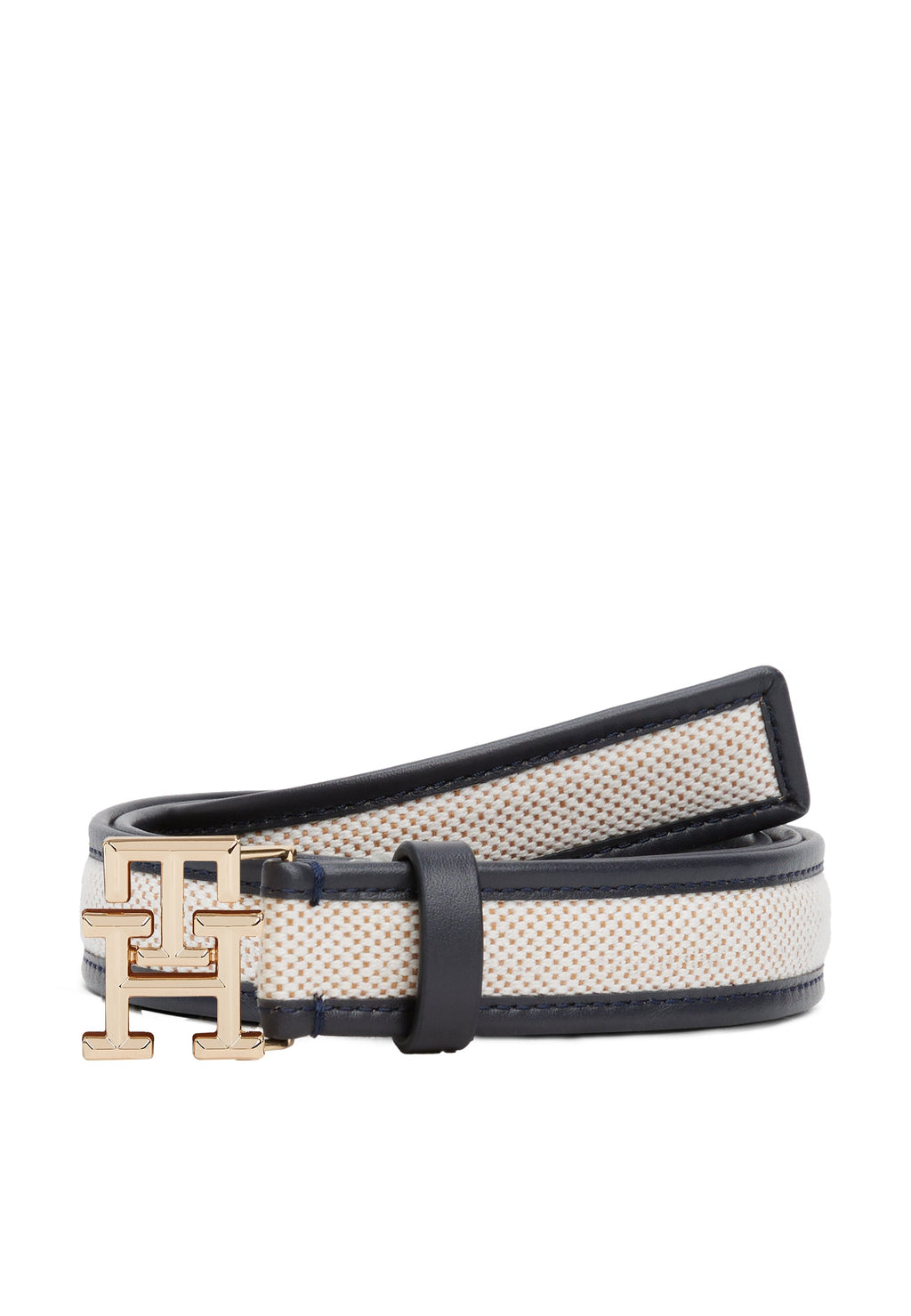 TH MONOGRAM CANVAS LEATHER BELT - Belt - blue