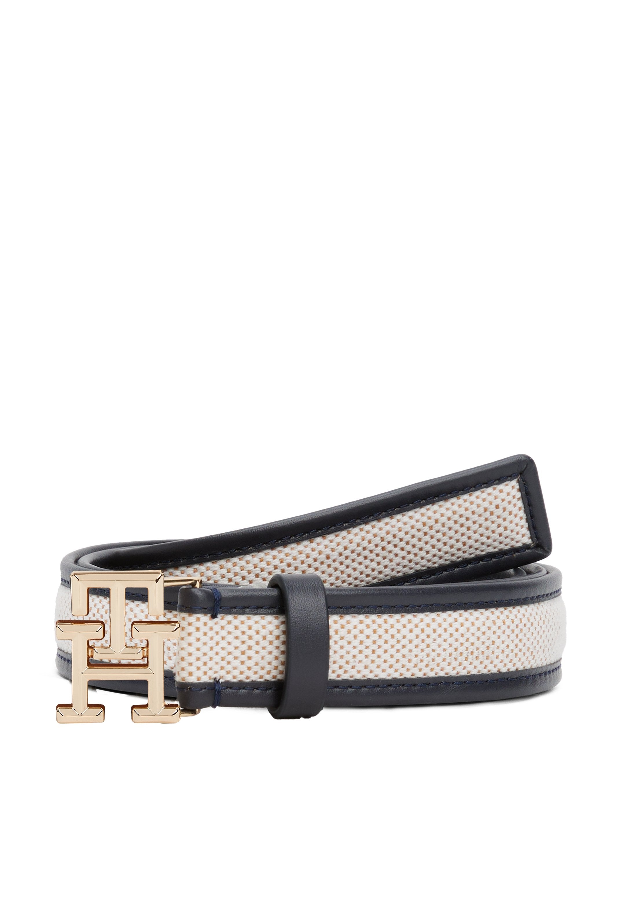 TH MONOGRAM CANVAS LEATHER BELT - Belt - blue