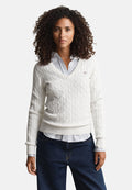 STRETCH CABLE V-NECK - Jumper - eggshell