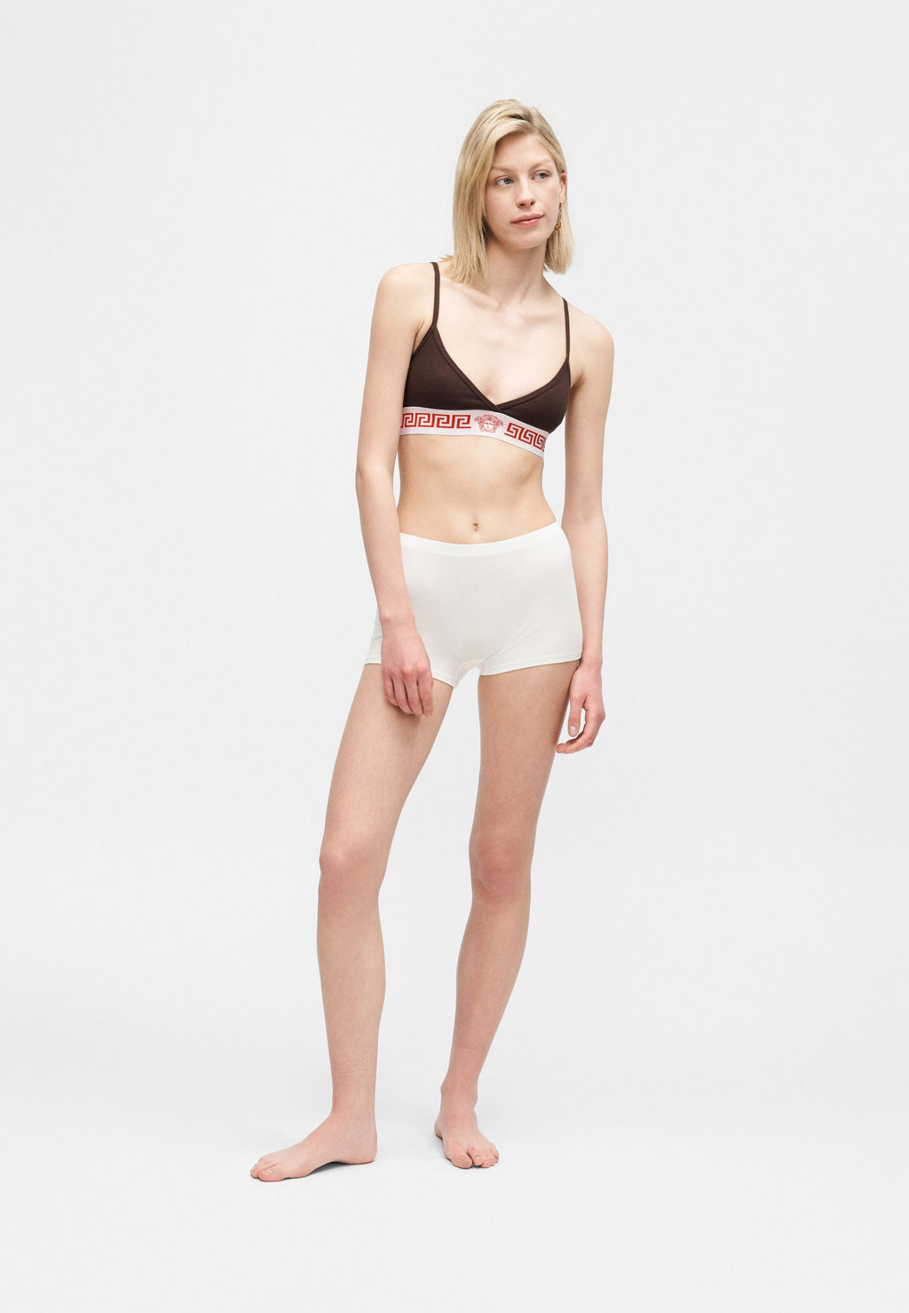 Bustier - chocolate/white/bright red