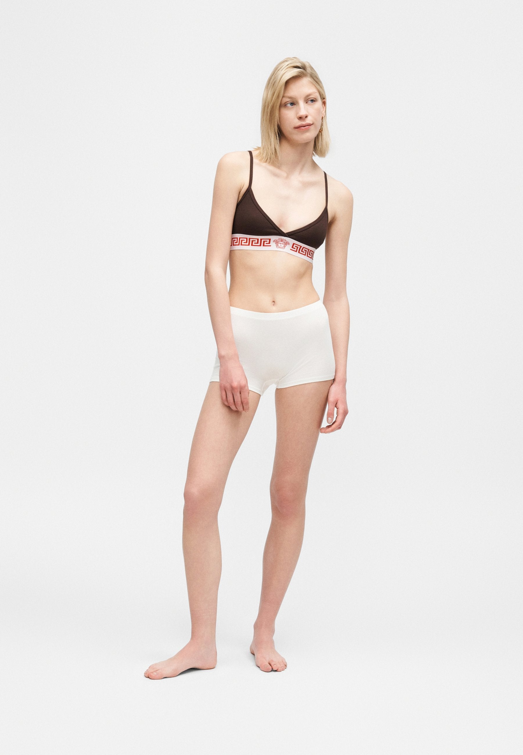 Bustier - chocolate/white/bright red