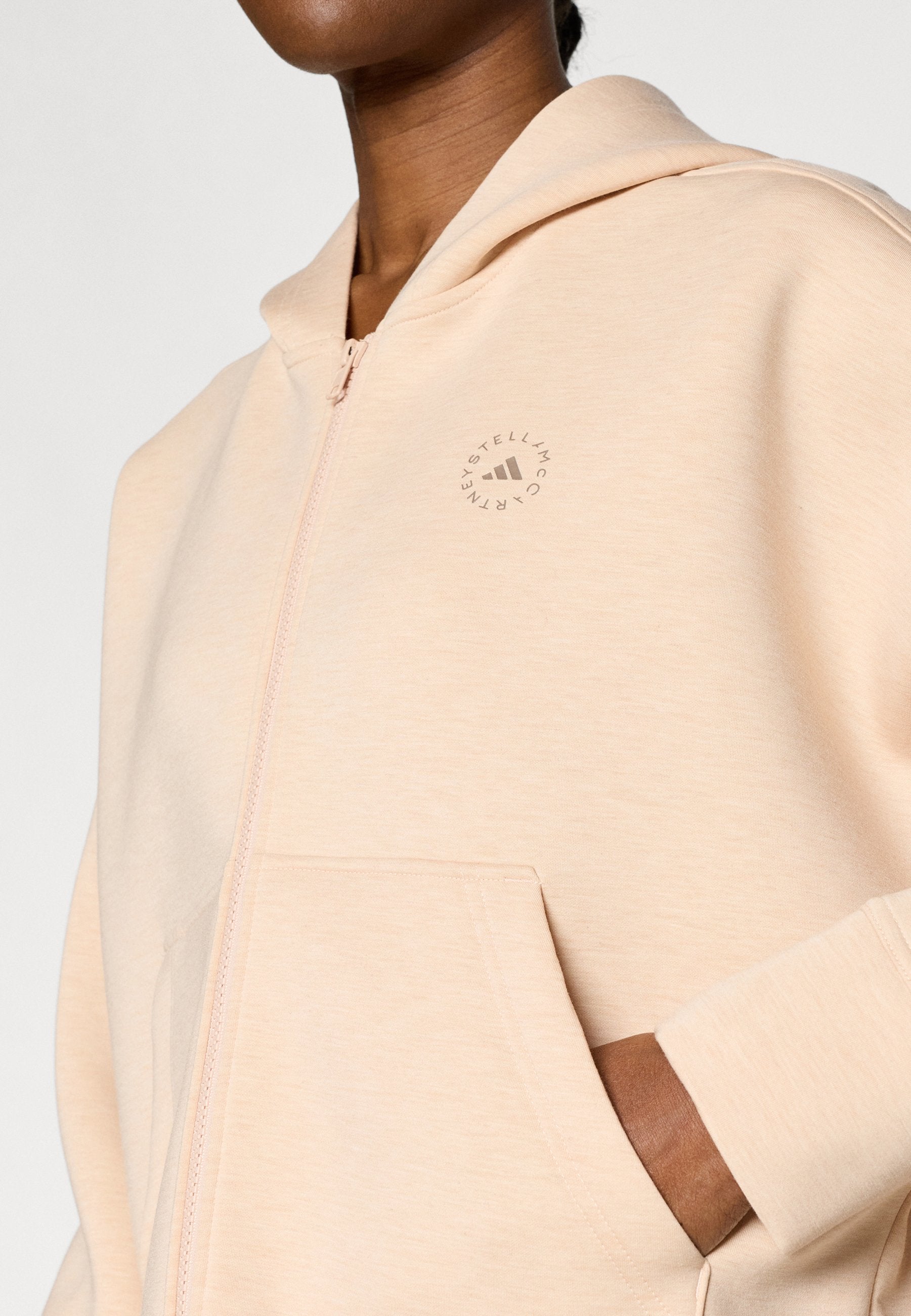 Sweat à capuche zippé - poudre douce