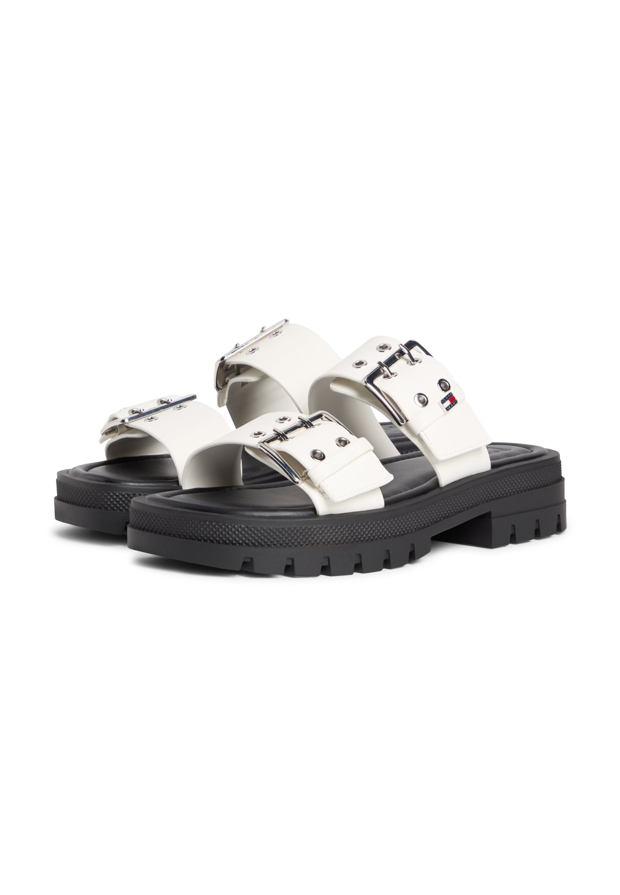 CHUNKY CLEAT DOUBLE BUCKLE SANDALS - Sandals - ivory