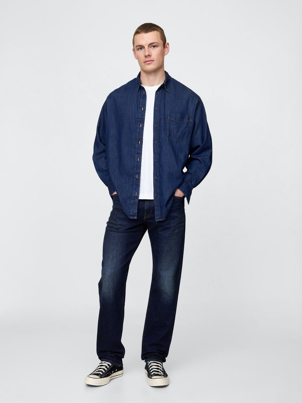 STRAIGHT WORN DARK - Straight leg jeans - worn dark