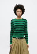 CABLE KNIT CREW NECK JUMPER - Jumper - nouveau green/navy breton