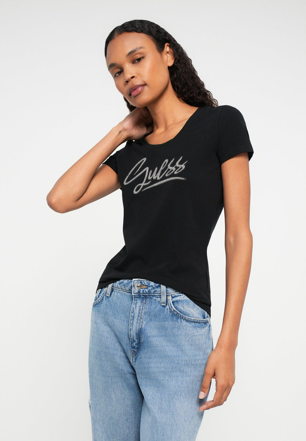 SCRIPT TEE - Print T-shirt - jet black