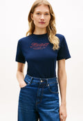LOGO INTERLOCK KNIT T-SHIRT - Print T-shirt - dark night navy