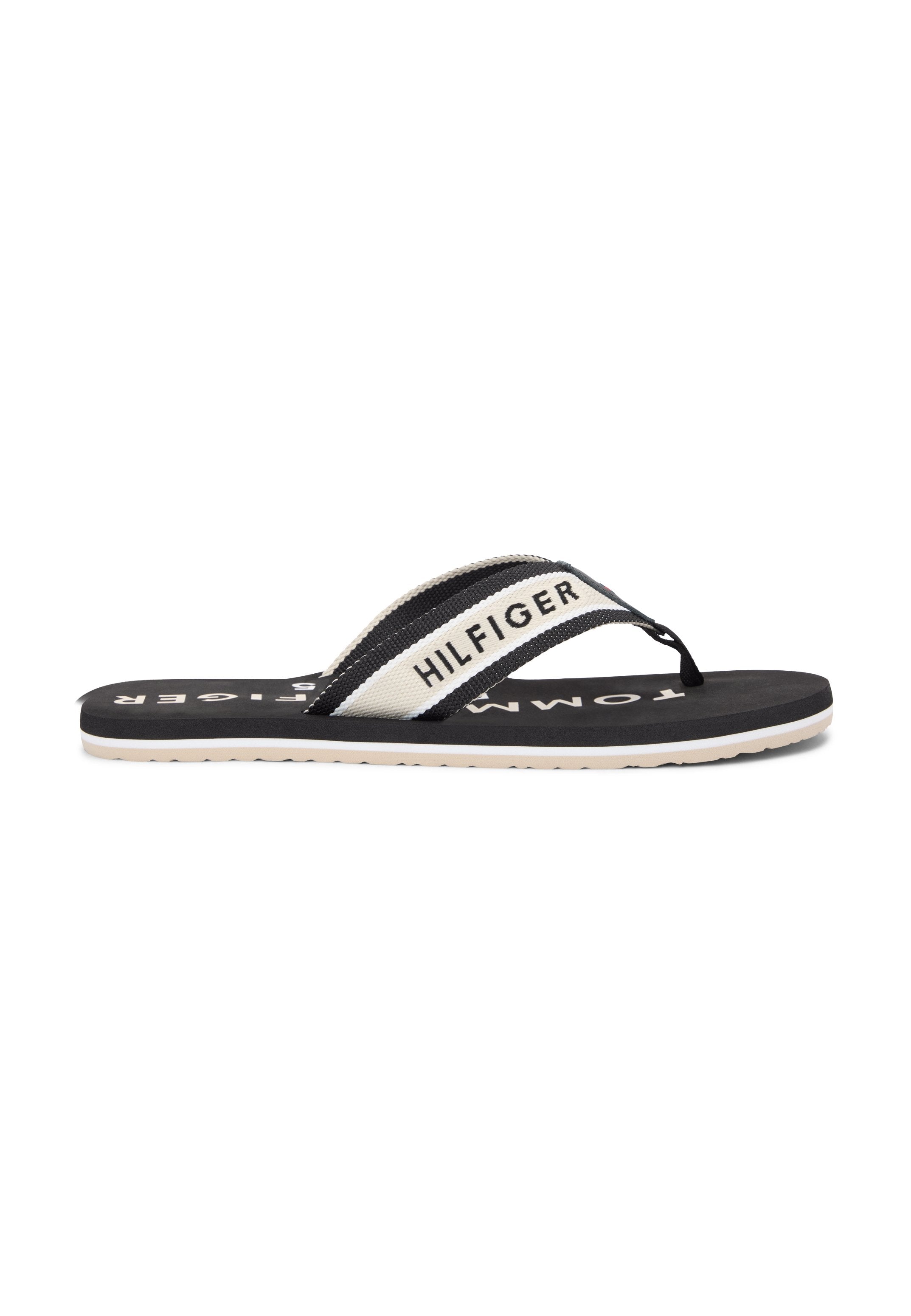 WEBBING STRAP LOGO FLIP-FLOPS - T-bar sandals - black