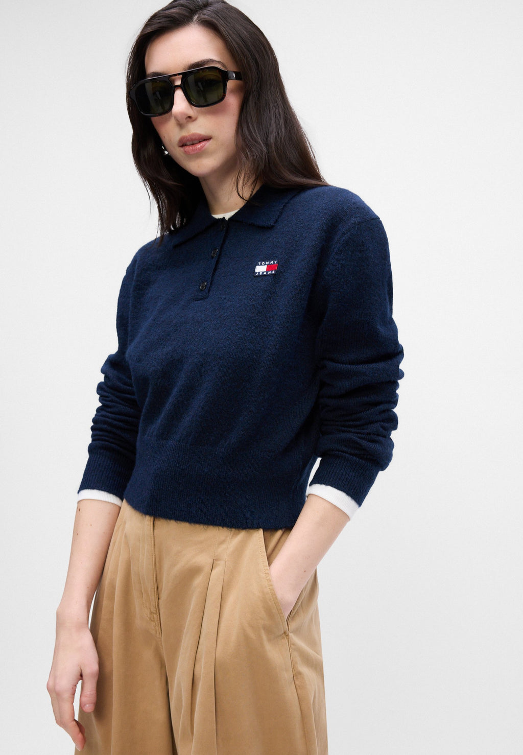 TOMMY BADGE POLO JUMPER WITH ALPACA - Jumper - dark night navy