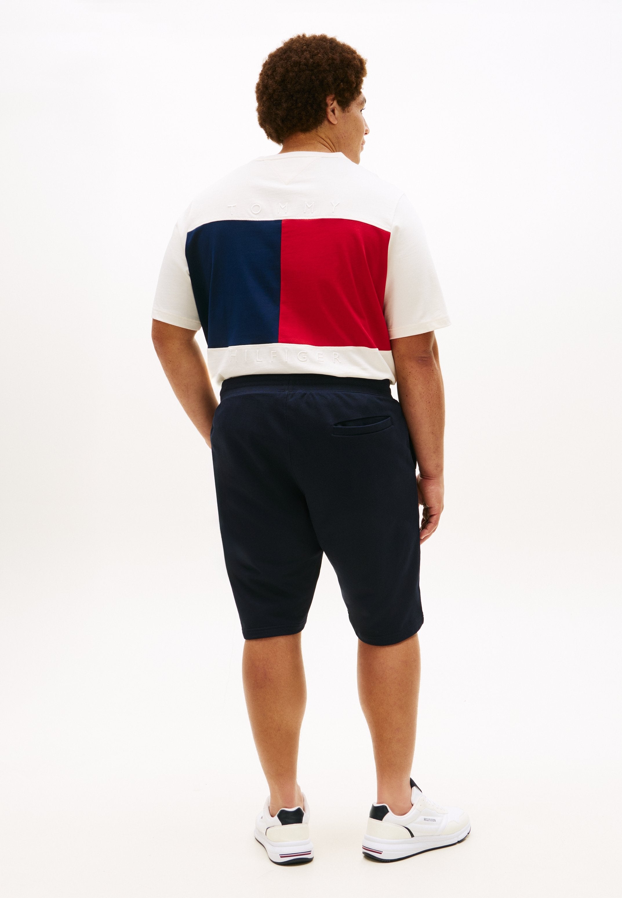 PLUS FLAG EMBROIDERY TERRY SWEAT SHORTS - Tracksuit bottoms - desert sky