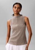 PLISSE MOCK NECK TOP - Blouse - roasted cashew