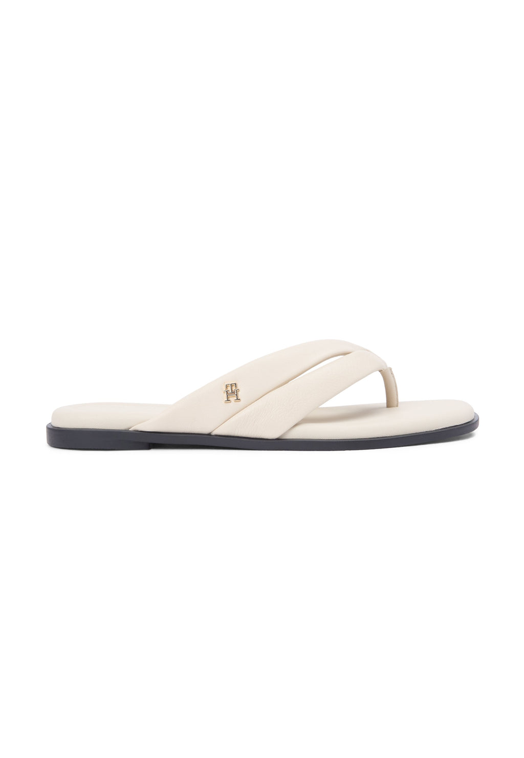 LEATHER TOE POST FLAT SANDALS - T-bar sandals - classic beige
