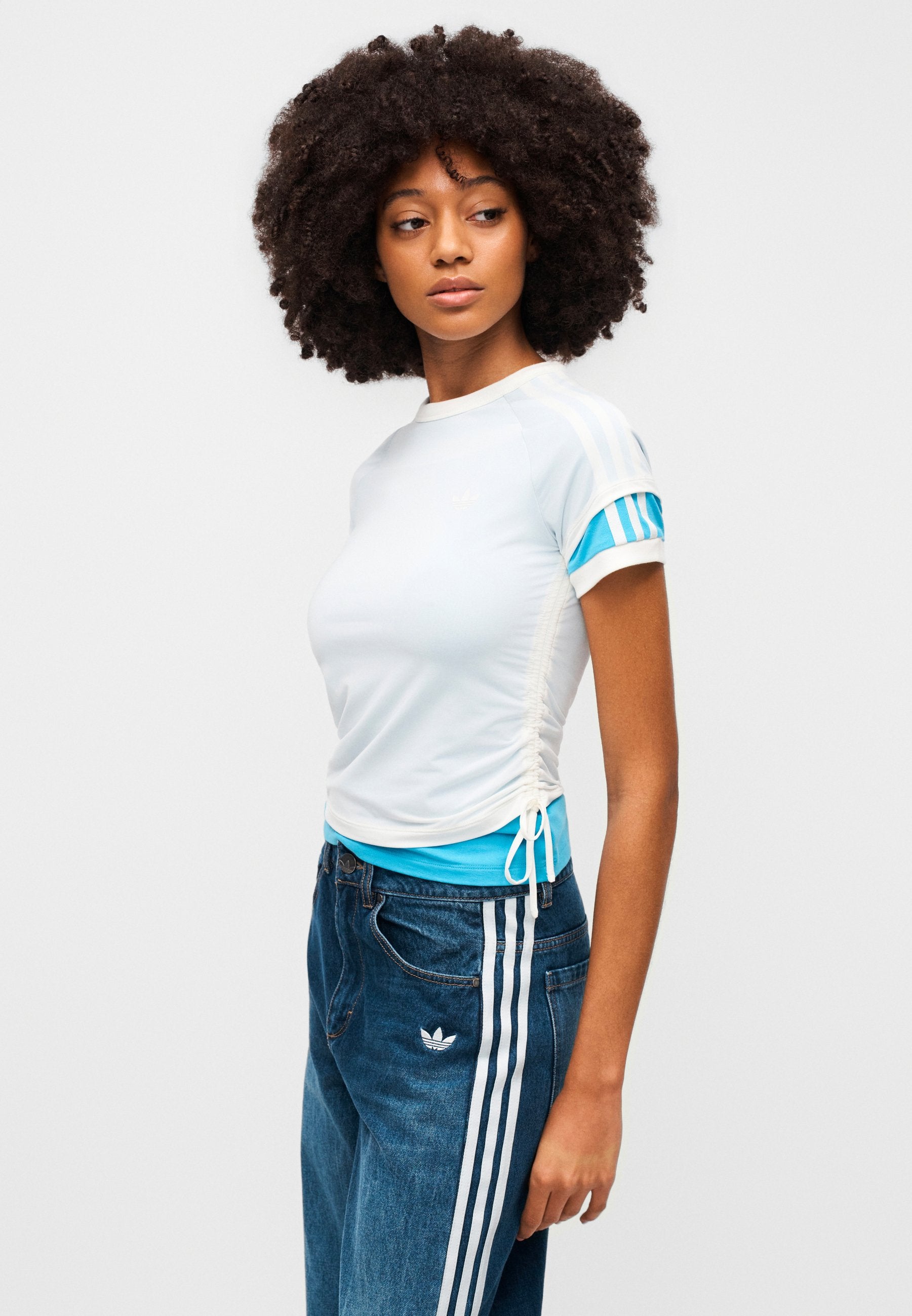 CALITEE SUPERPOSÉ - T-shirt imprimé - blanc cassé/sky rush