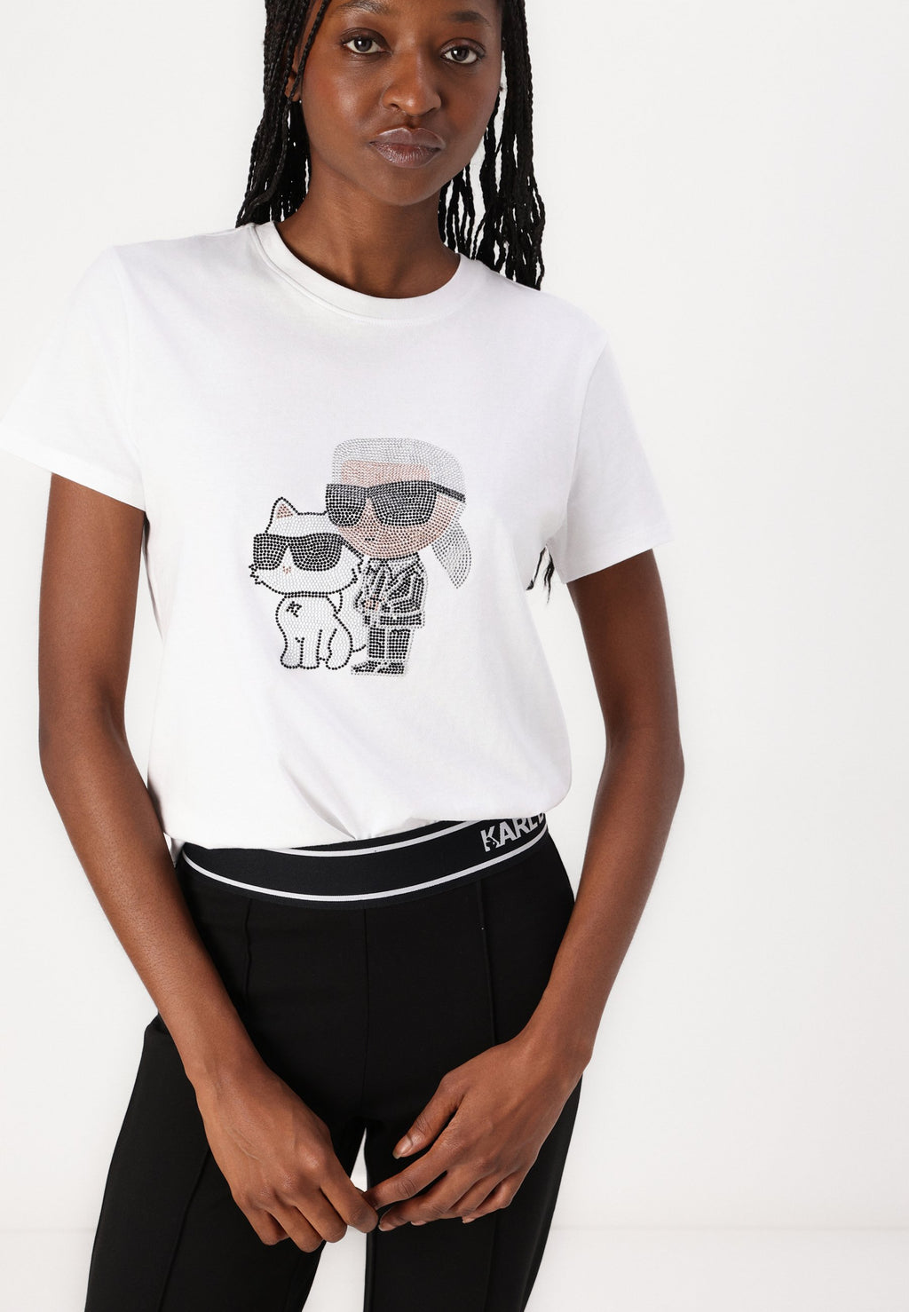 IKON KARL & COUPETTE RHINESTONE - Print T-shirt - white