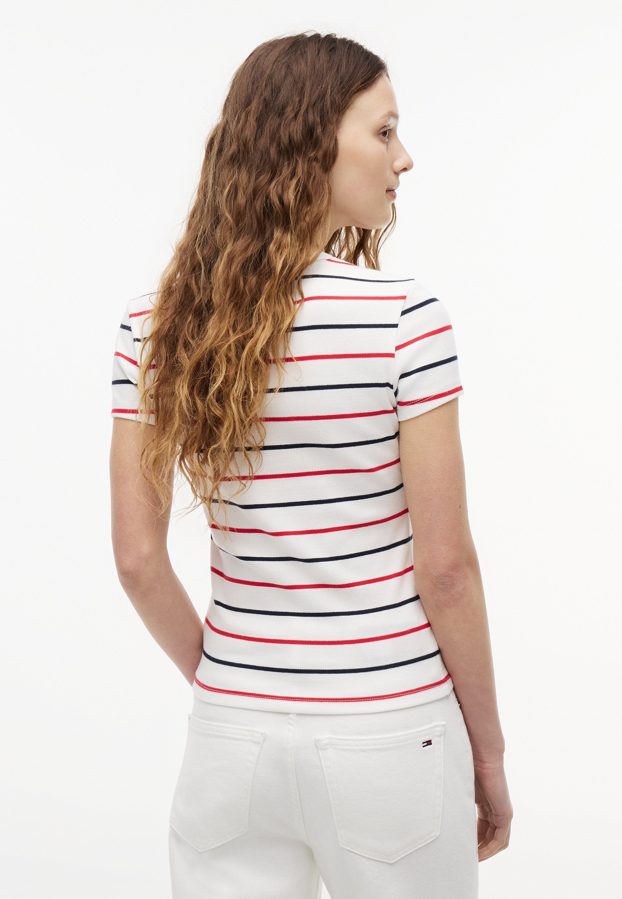 SLIM FIT - Print T-shirt - offwhite/navy/red