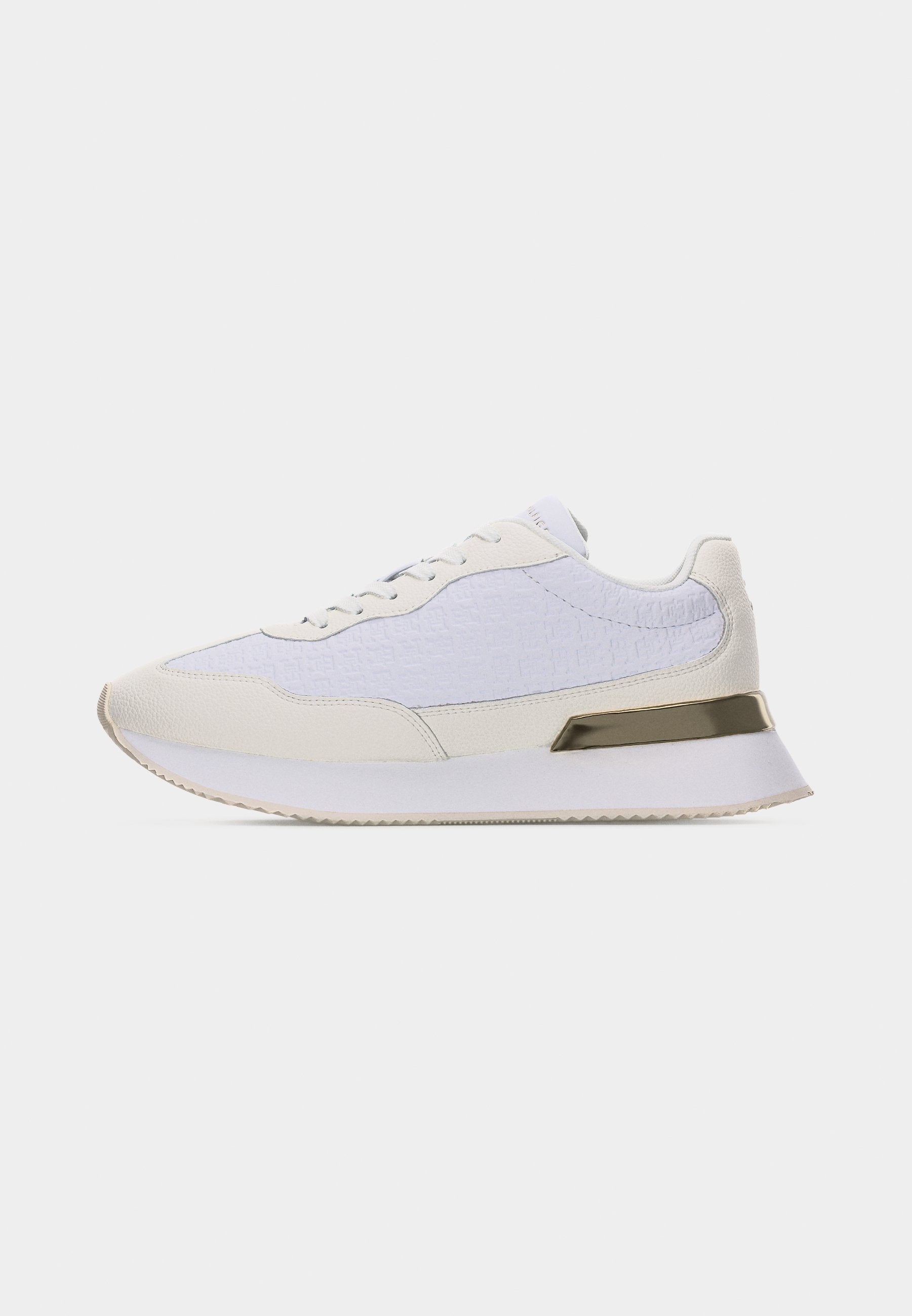 TH MONOGRAM LEATHER MIXED TEXTURE TRAINERS - Trainers - white/ecru