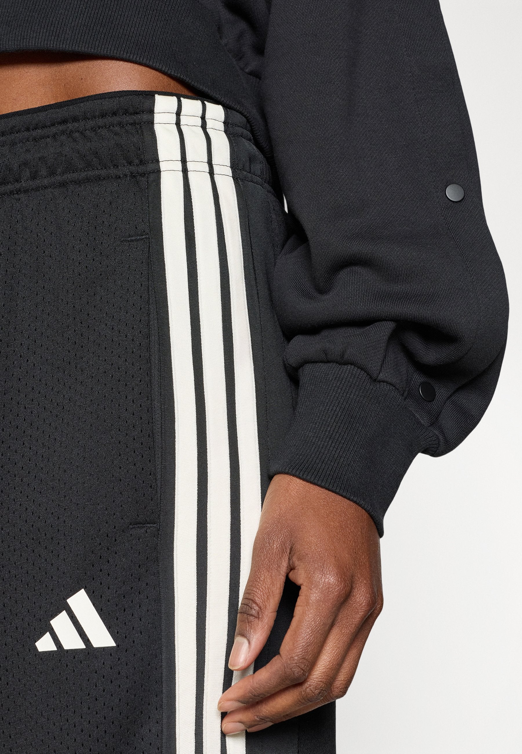 STADIUM MESH - Tracksuit bottoms - black/off white/crystal linen