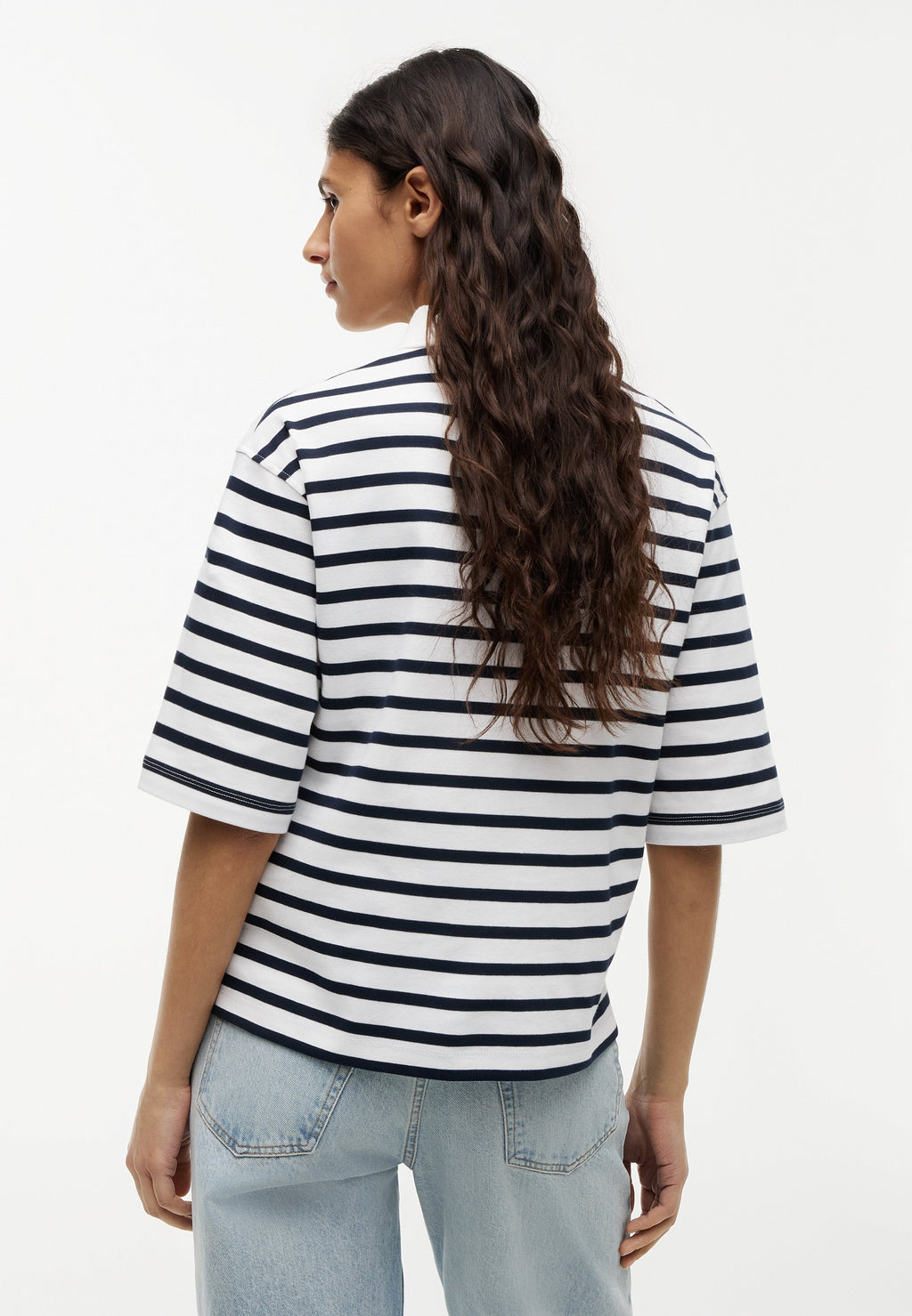 INTERLOCK - Print T-shirt - breton stripe ecru/dark night navy