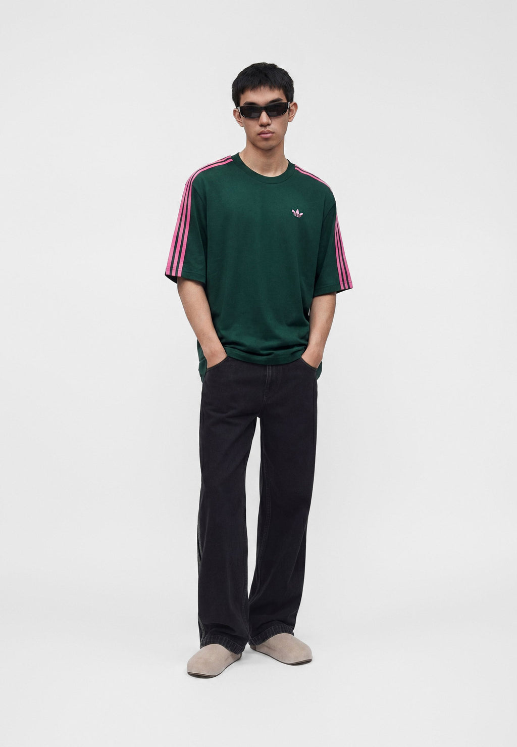تي شيرت كبير OVERSIZED TEE UNISEX - أخضر جامعي