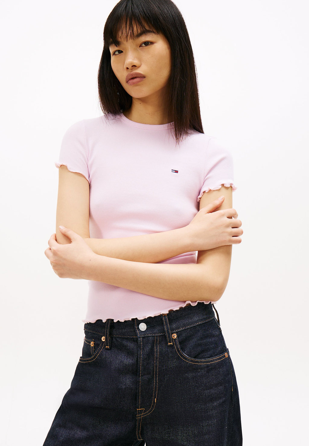 SLIM LETTUCE EDGE  - Basic T-shirt - pearly pink