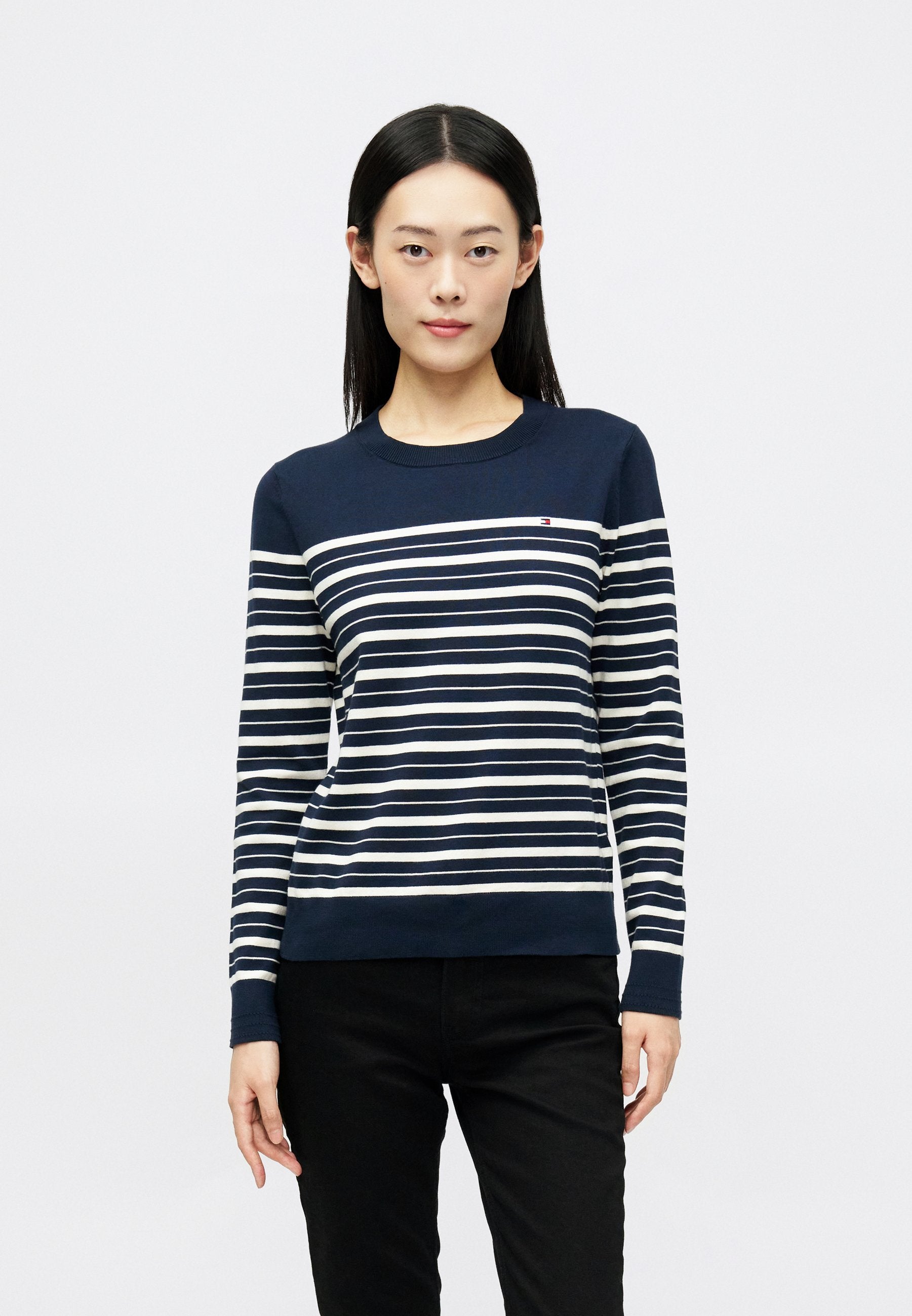 PULL RAS-DU-COU EN JERSEY - Pull - marine foncé/calico