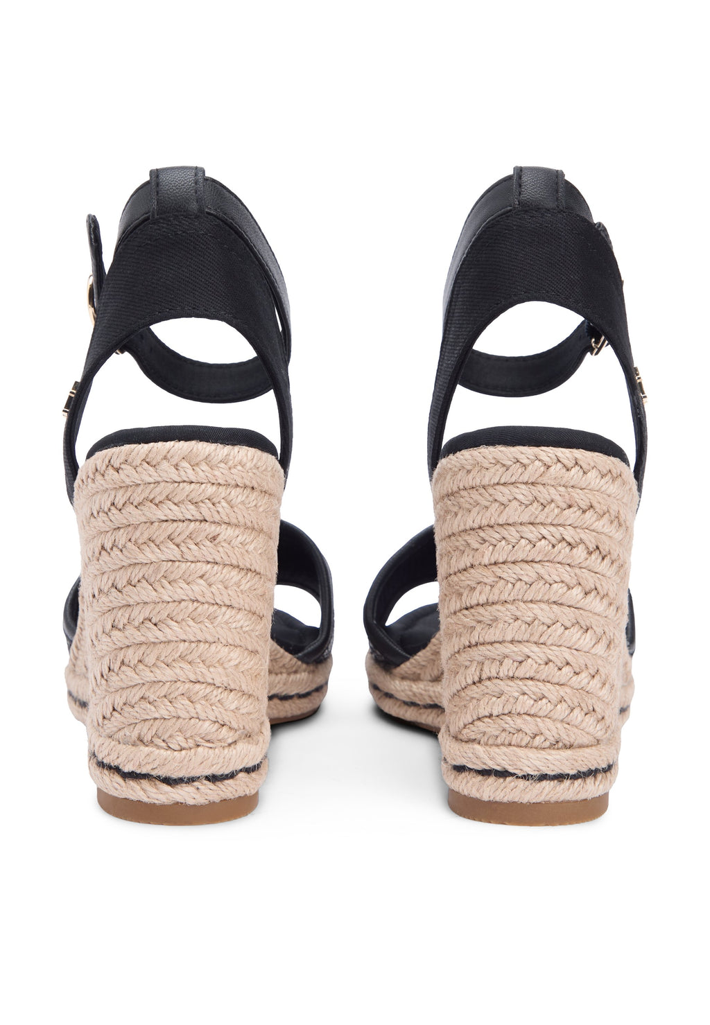 RAFFIA STRAP HIGH WEDGE ESPADRILLES - Wedge sandals - black