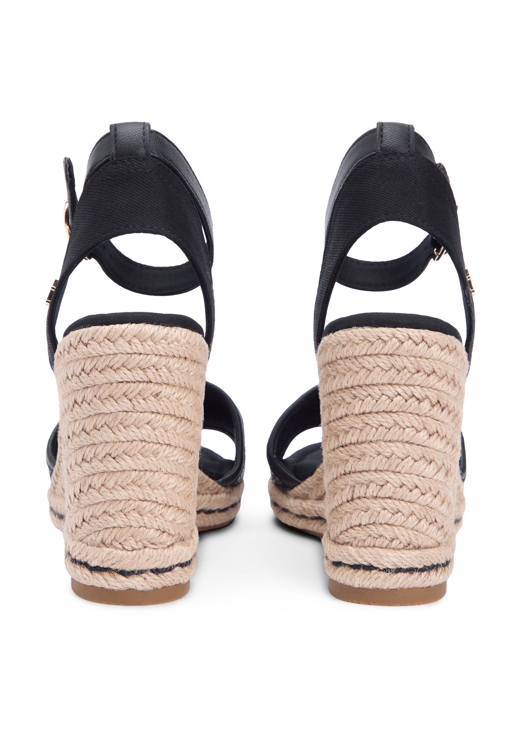 RAFFIA STRAP HIGH WEDGE ESPADRILLES - Wedge sandals - black