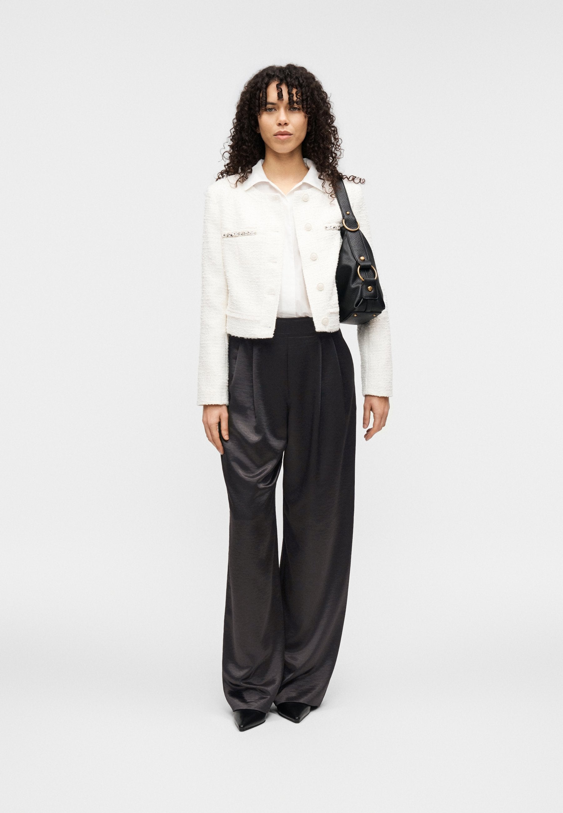KATIE WIDE LEG PANT - Trousers - black