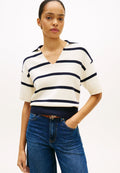 بلوزة بولو PREMIUM KNIT RELAXED POLO JUMPER - كاليكو/داكن ليلي بحري