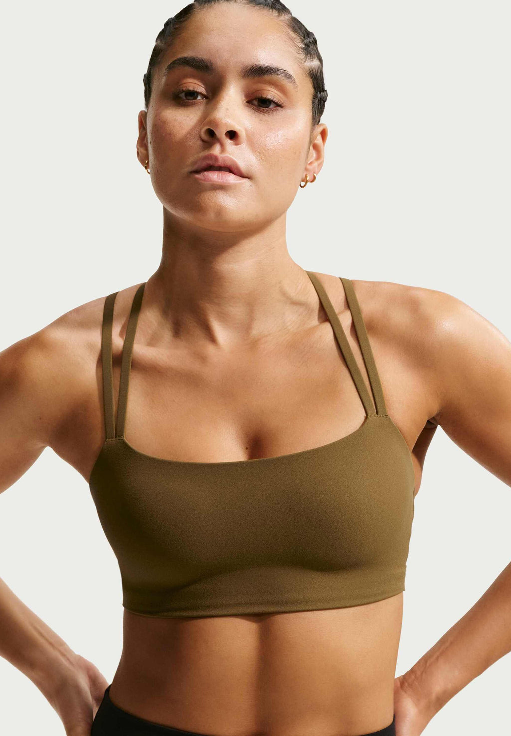 W NK DF ZENVY STRAPPY BRA - Soutien-gorge de sport à maintien léger - olive flak/white