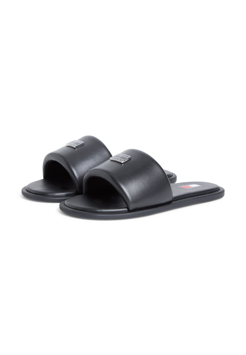 LEATHER PADDED STRAP SLIDES - Mules - black