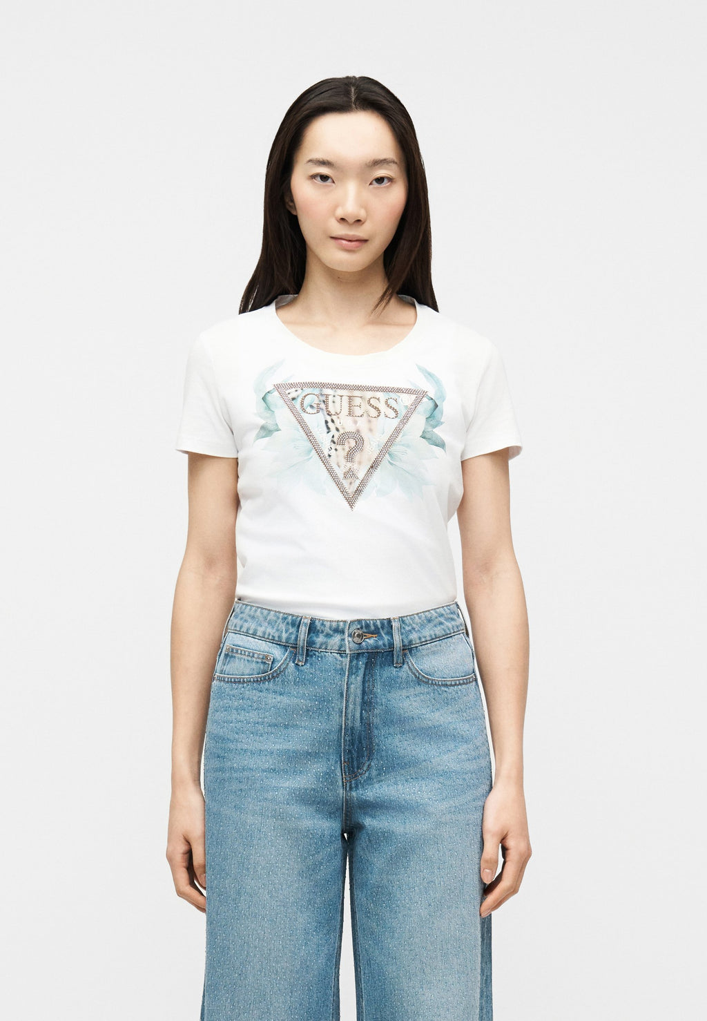 FLOWER TRIANGLE TEE - Print T-shirt - pure white