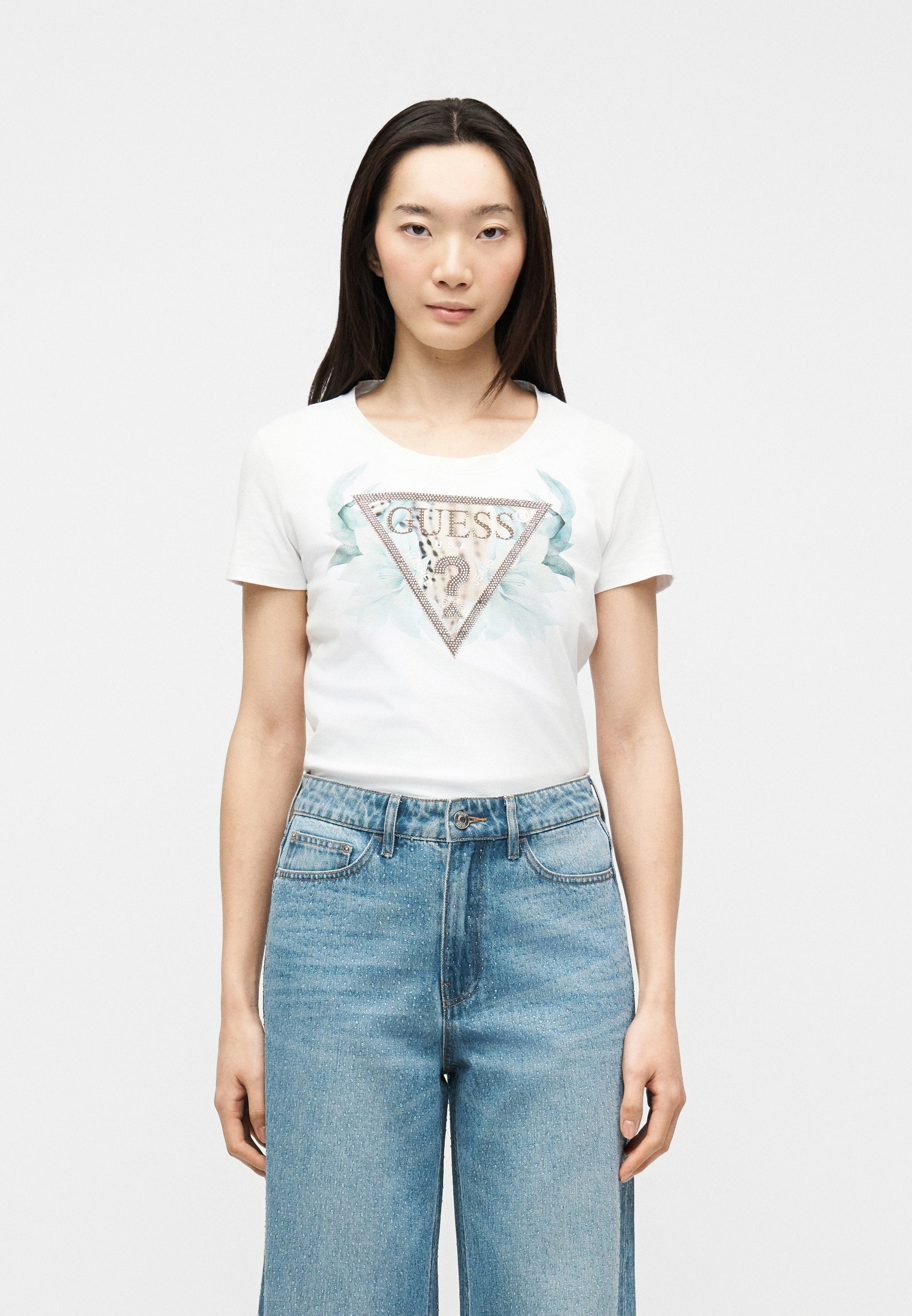 FLOWER TRIANGLE TEE - Print T-shirt - pure white
