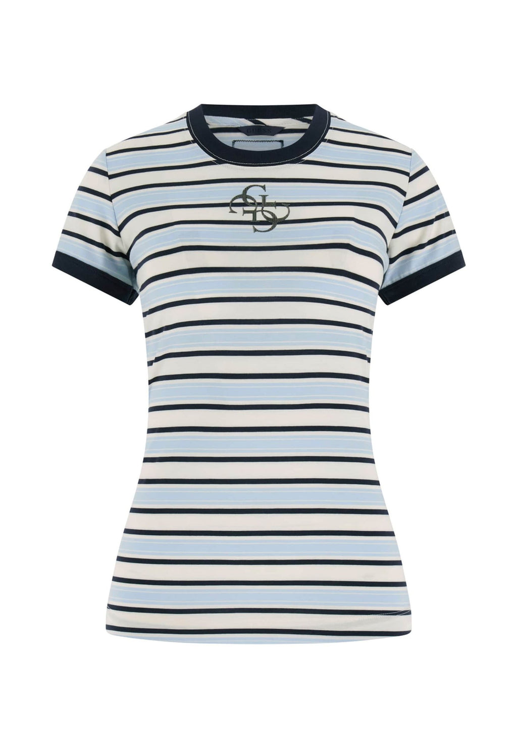 STRIPED MINI LOGO - Print T-shirt - cream white and shad