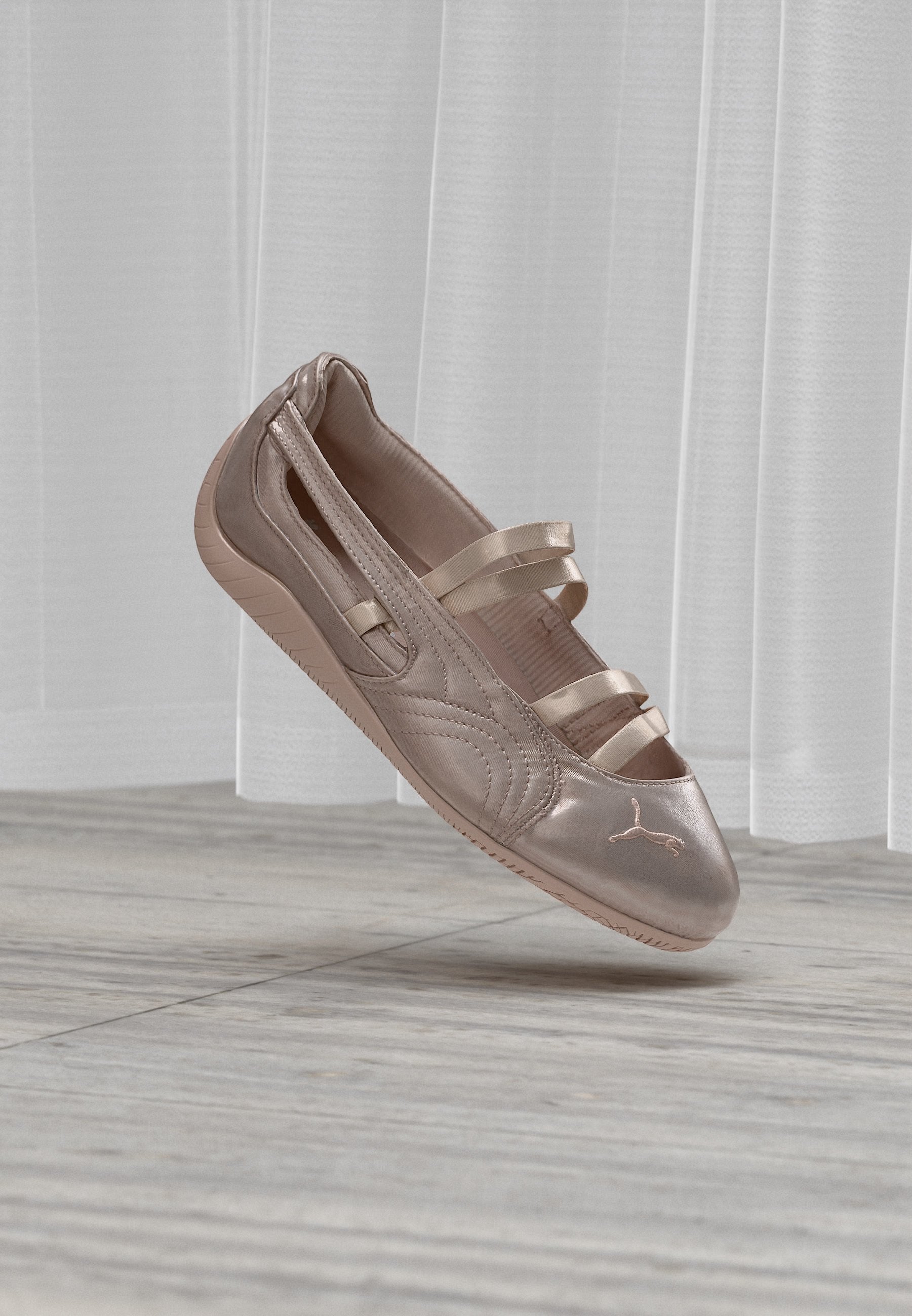 SPEEDCAT - Ankle strap ballet pumps - rose latte/silver-coloured