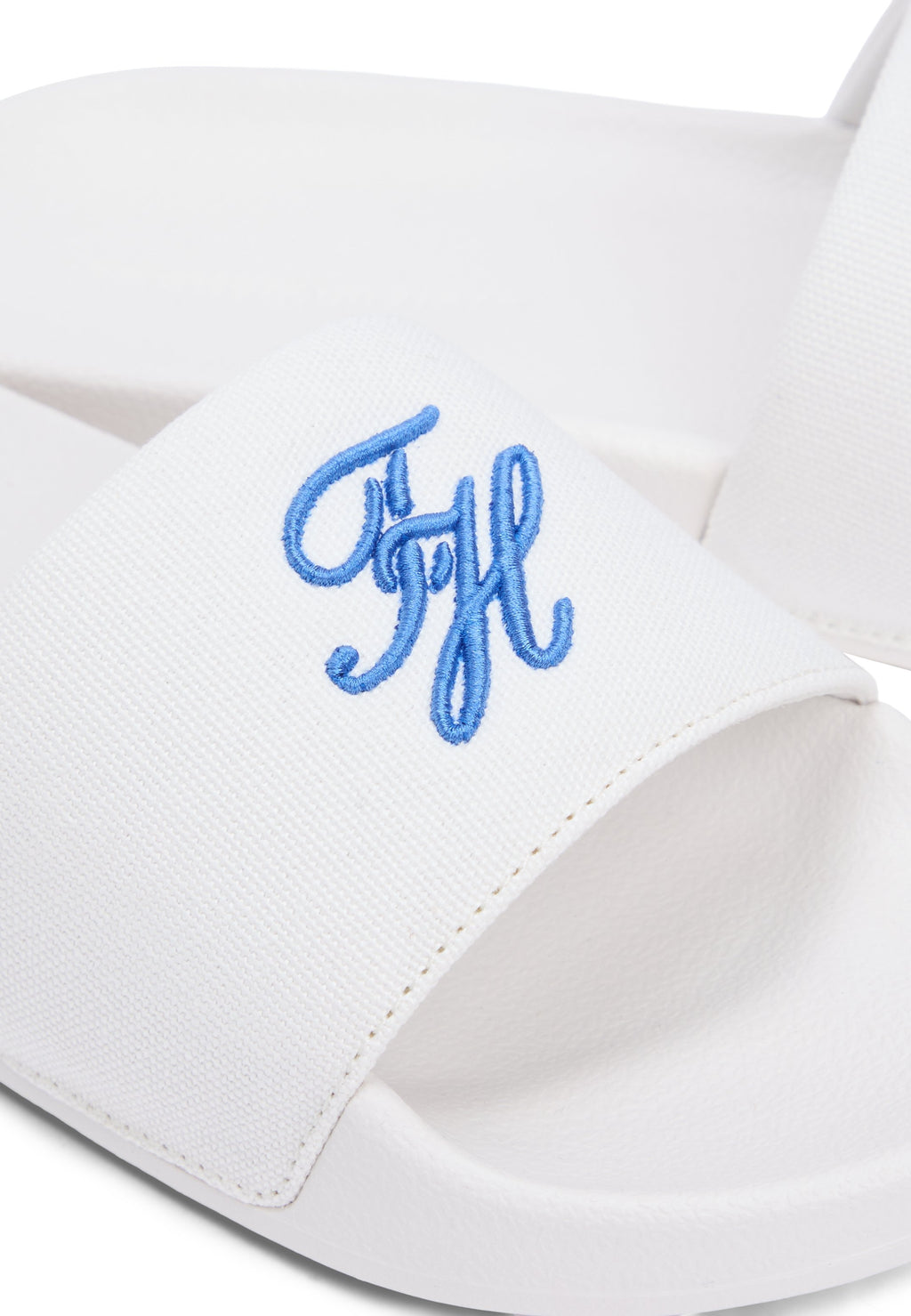 LOGO EMBROIDERY CANVAS POOL SLIDES - Pool slides - ecru
