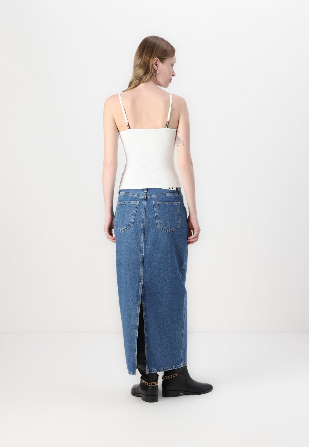 FLAG EMBROIDERY SLIM SPAGHETTI STRAP TOP - Top - ecru