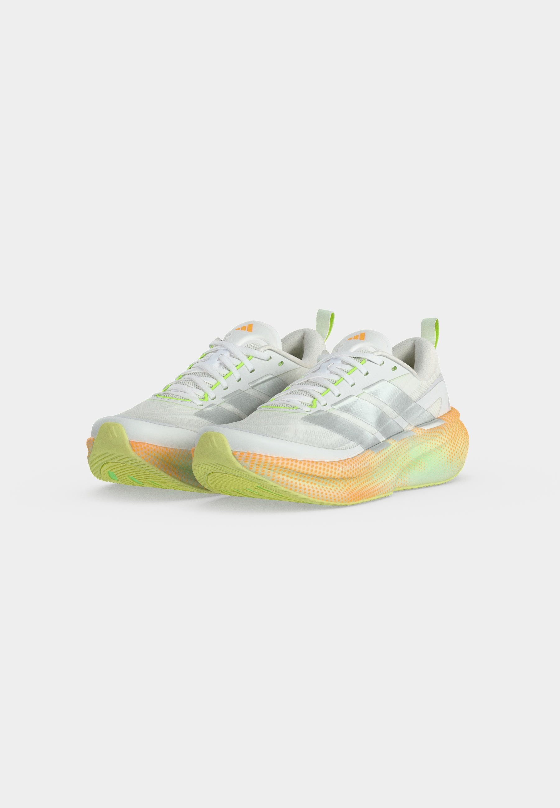 SUPERNOVA GLIDE M - Road running shoes - footwear white/matte silver-coloured/signal green