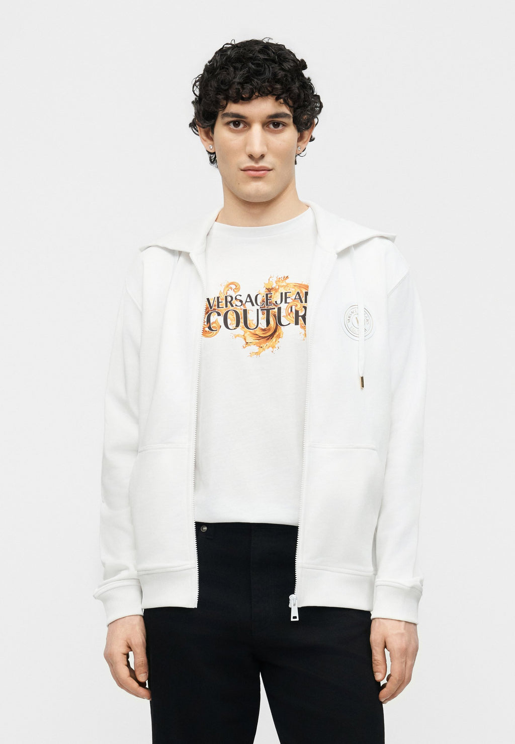 ZIP PATCH EMBLEM - Zip-up sweatshirt - white/gold-coloured