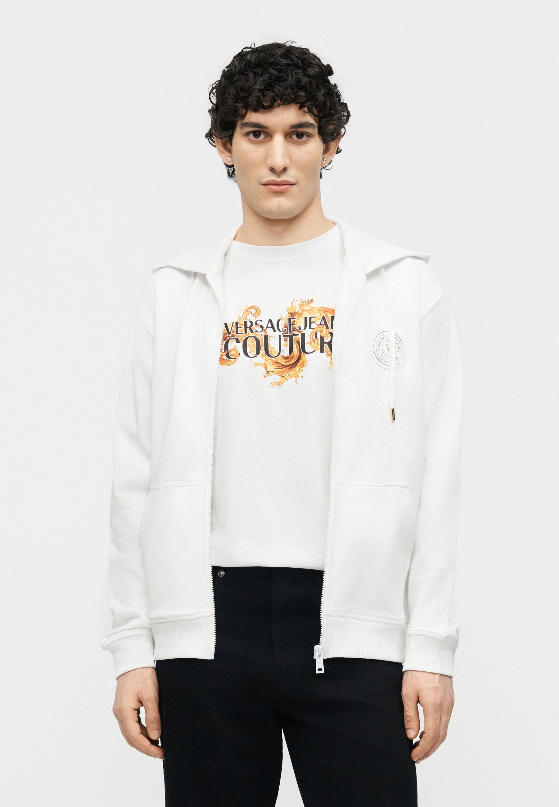 ZIP PATCH EMBLEM - Zip-up sweatshirt - white/gold-coloured