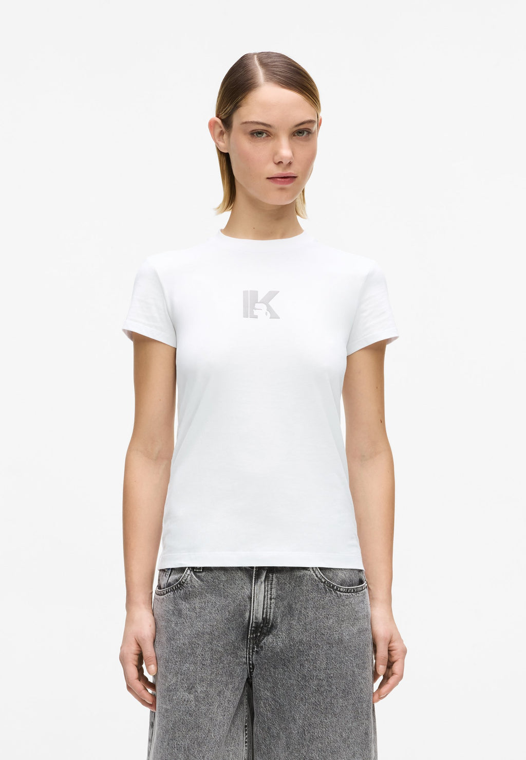 SLIM K LOGO - Print T-shirt - white