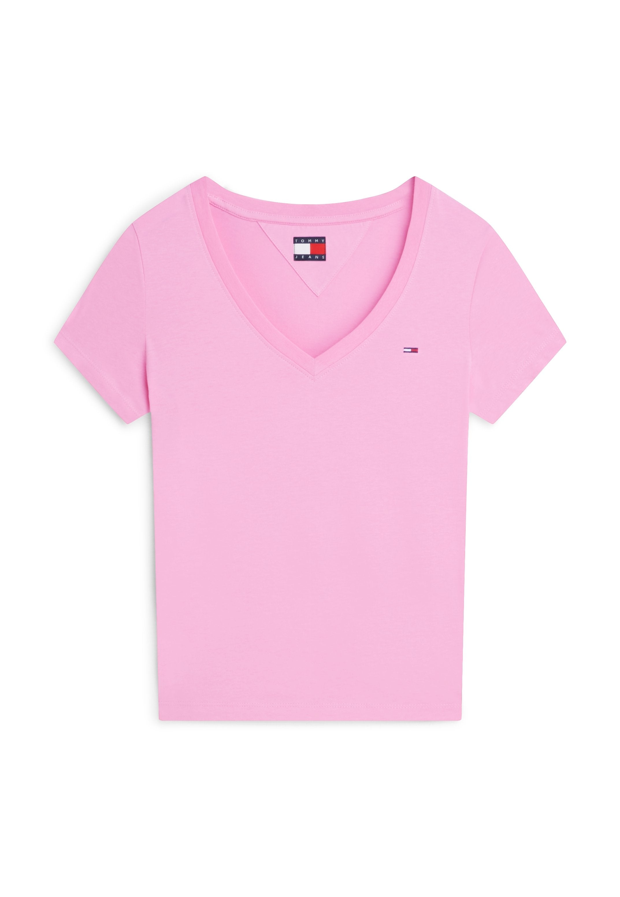 SLIM V-NECK TEE - Basic T-shirt - pink daisy