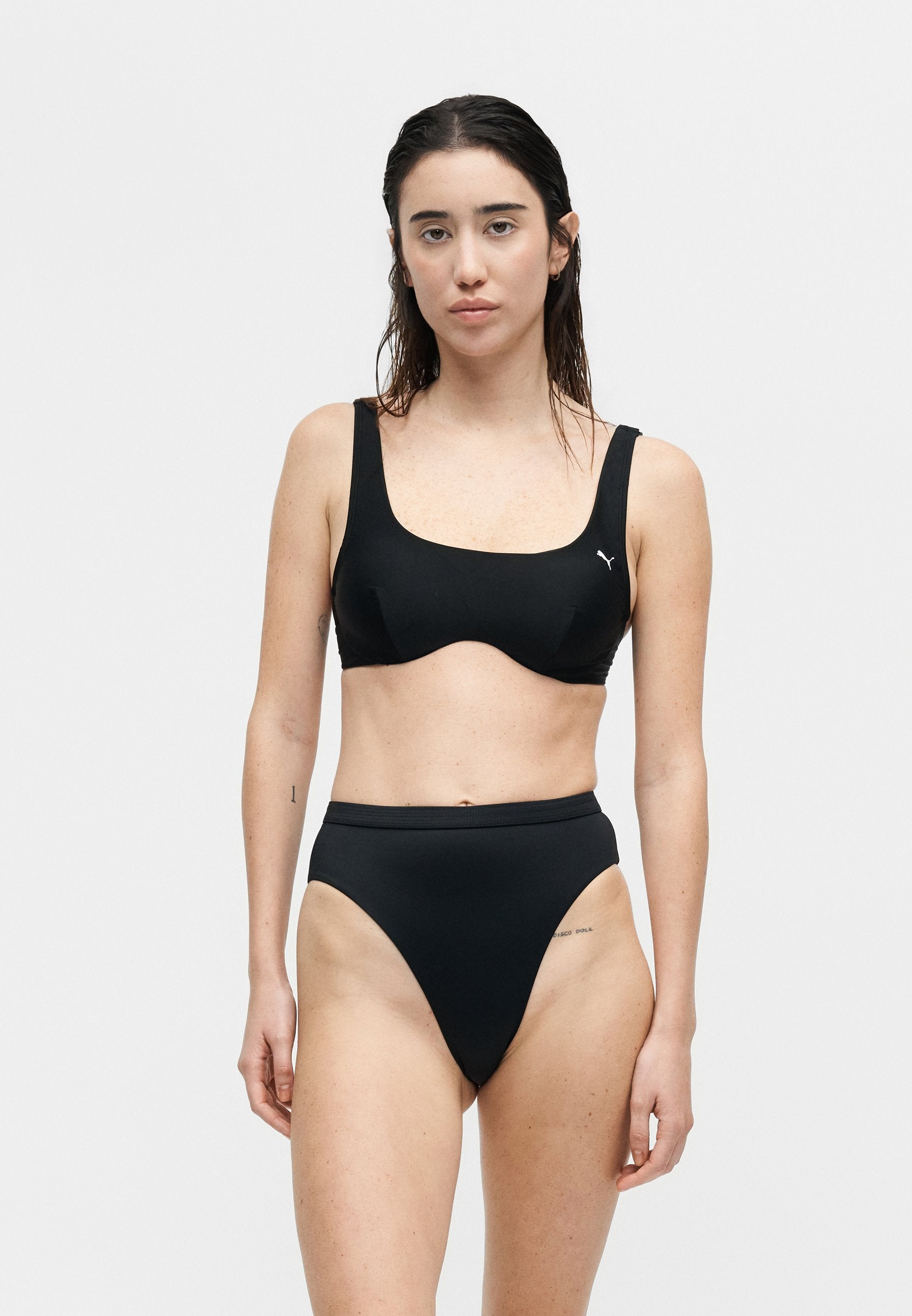 SWIM WOMEN SCOOP NECK - Bikini top - black